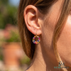 Pear andRound Rainbow Multi Gemstone Open Circle Drop Earrings for Women - Gift For Her