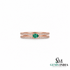Pear Shape Emerald Green Diamond Double Band Promise Ring