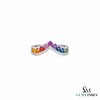 Round Multi Sapphire Rainbow Gemstone Chevron Ring – Minimalist Stackable Ring