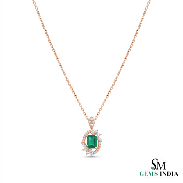 Natural Green Emerald Cut Pendant With Diamond Accents – Timeless Fine Jewelry