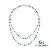 Natural Emerald & Diamond Bezel Station Double Layer Necklace - Fine Jewelry for Women