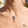 Elegant Multi Sapphire Bagguette Pendant Necklace With Diamod Accent - Gift For Her