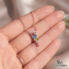 Elegant Multi Sapphire Bagguette Pendant Necklace With Diamod Accent - Gift For Her
