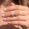 Rainbow Baguette Bar Necklace in 14K Gold - Minimalist Everyday Jewelry