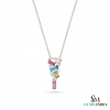 Elegant Multi Sapphire Bagguette Pendant Necklace With Diamod Accent - Gift For Her