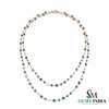 Natural Emerald & Diamond Bezel Station Double Layer Necklace - Fine Jewelry for Women