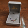 Multi Sapphire Baguette Cut Curved Bar Necklace - Anniversary Gift For Her