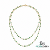 Natural Emerald & Diamond Bezel Station Double Layer Necklace - Fine Jewelry for Women