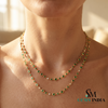 Natural Emerald & Diamond Bezel Station Double Layer Necklace - Fine Jewelry for Women