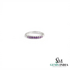 Round Amethyst Band Ring for Everyday Wear - Minimalist Ring