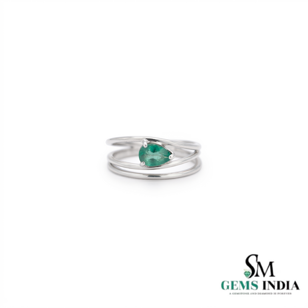 Natural Pear Shape Emerald Wrap Ring in 14k Gold - Emerald Wrap Ring