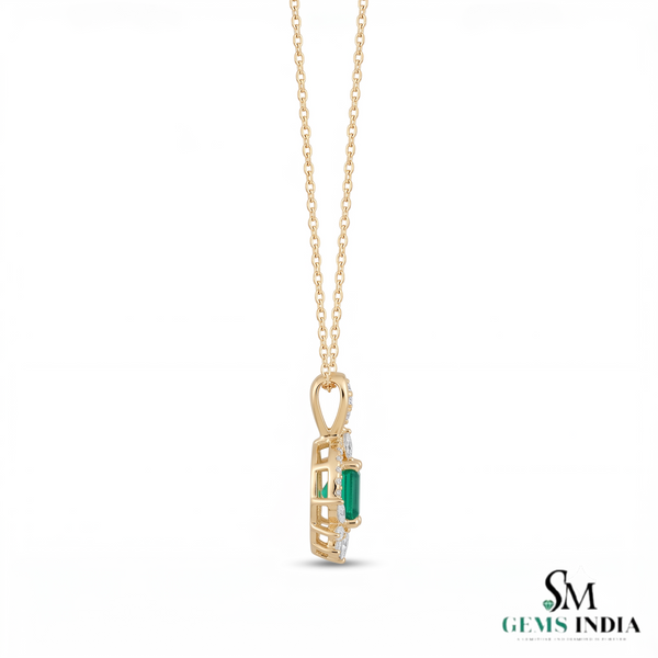 Natural Green Emerald Cut Pendant With Diamond Accents – Timeless Fine Jewelry