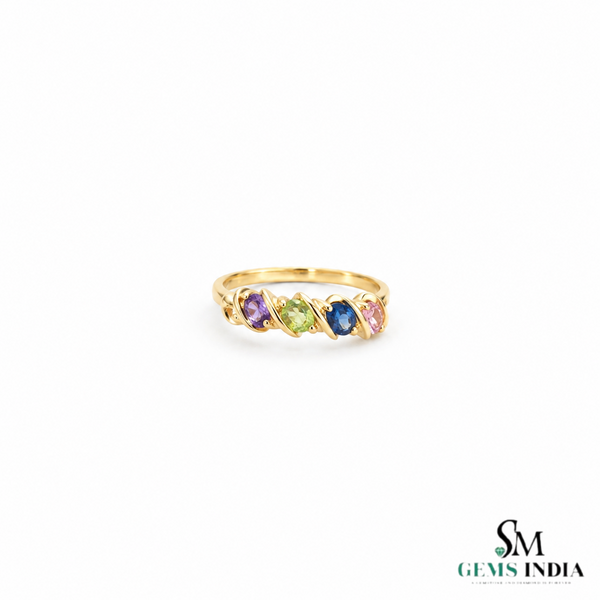 Oval Multicolor Sapphire Gemstone Ring for Women - Elegant Fine Jewelry