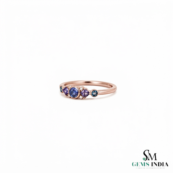 Multicolor Multi Sapphire Gemstone Ring for Women - Promise Ring For Her