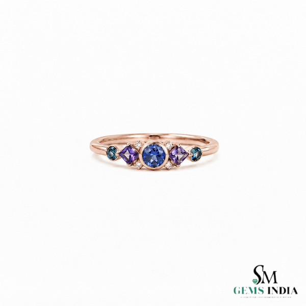 Multicolor Multi Sapphire Gemstone Ring for Women - Promise Ring For Her