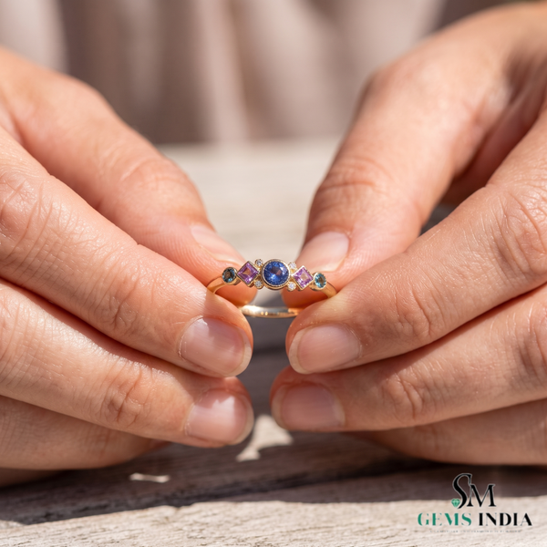 Multicolor Multi Sapphire Gemstone Ring for Women - Promise Ring For Her