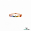 Multi Gemstone Marquise Band Ring - Minimalist Stackable Birthstone Ring