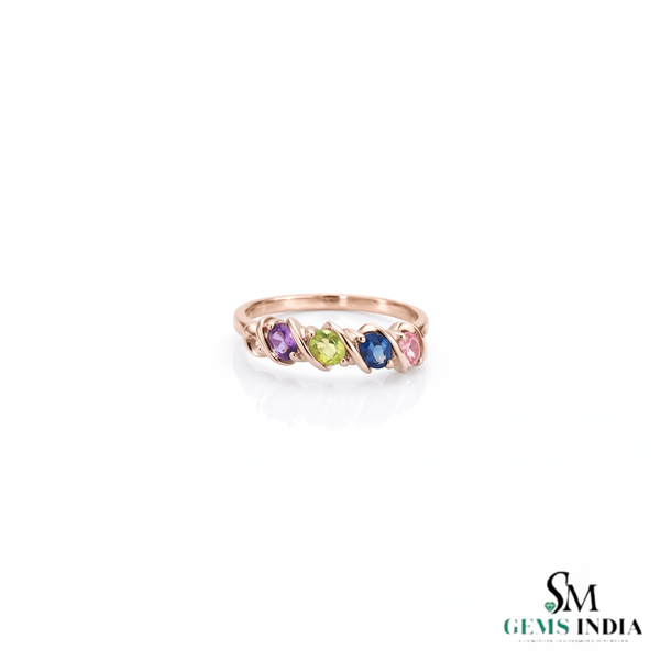 Oval Multicolor Sapphire Gemstone Ring for Women - Elegant Fine Jewelry