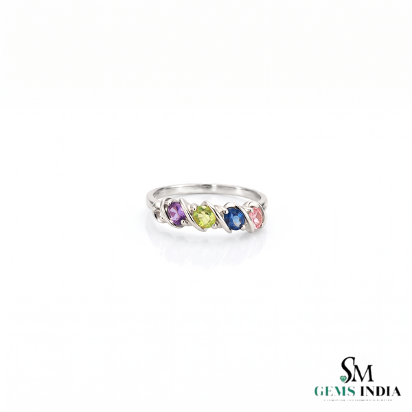 Oval Multicolor Sapphire Gemstone Ring for Women - Elegant Fine Jewelry