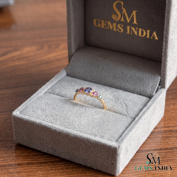 Multicolor Multi Sapphire Gemstone Ring for Women - Promise Ring For Her