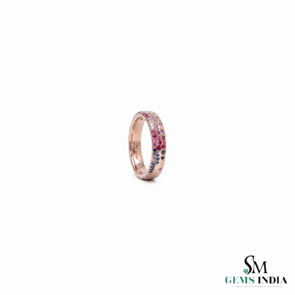 Round Modern Multi Gemstone Band Ring -Everyday Jewelry