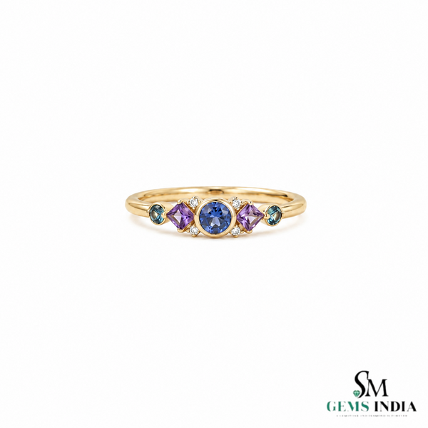 Multicolor Multi Sapphire Gemstone Ring for Women - Promise Ring For Her