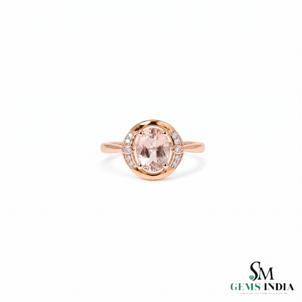 Luxury Oval Morganite Ring with Diamond Accent Stones - Cocktail & Statement Ring