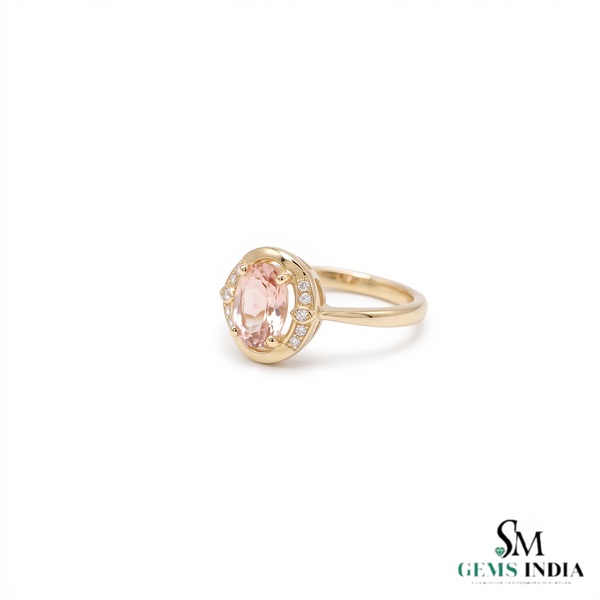 Luxury Oval Morganite Ring with Diamond Accent Stones - Cocktail & Statement Ring