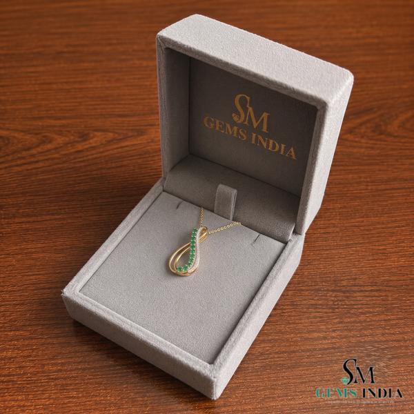 Round Emerald and Diamond Accent Infinity Pendant – Elegant Fine Jewelry Gift For Her