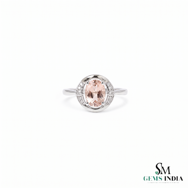 Luxury Oval Morganite Ring with Diamond Accent Stones - Cocktail & Statement Ring