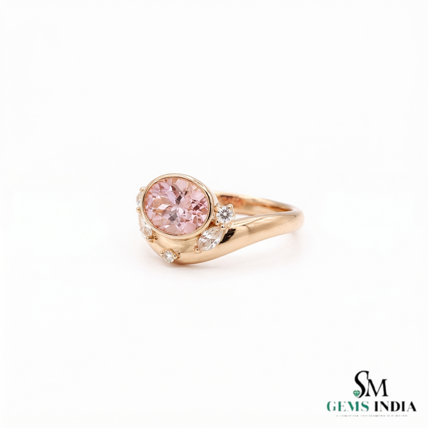 Oval Morganite & Diamond Accent Statement Ring - Pink Gemstone Fine Jewelry