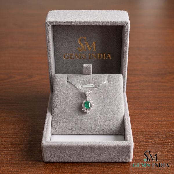 Natural Green Emerald Cut Pendant With Diamond Accents – Timeless Fine Jewelry