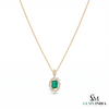 Natural Green Emerald Cut Pendant With Diamond Accents – Timeless Fine Jewelry