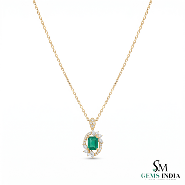 Natural Green Emerald Cut Pendant With Diamond Accents – Timeless Fine Jewelry