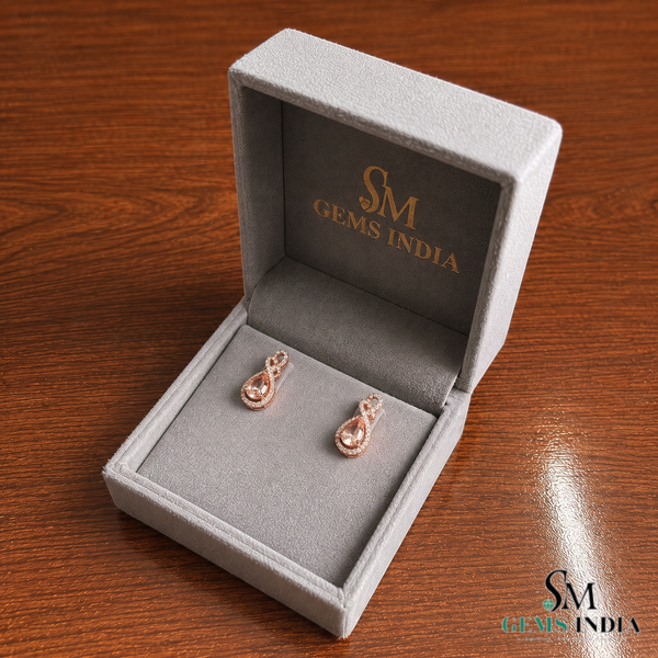 Pink Morganite Diamond Infinity Design Drop Earrings - Fine Jewelry for Women