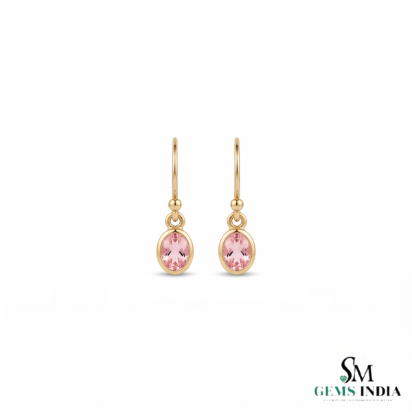 Elegant Oval Morganite Dangle Gemstone Earrings for Women - Minimalist Gemstone Jewelry