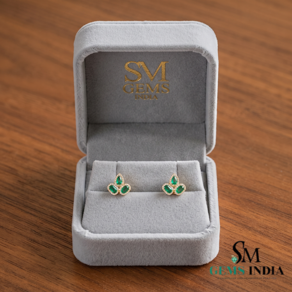 Pear, Emerald Cut & Oval Emerald Diamond Halo Stud Earring