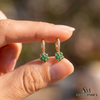 Round Green Emerald Flower Drop Earrings – Diamond Accent Hoop Earrings