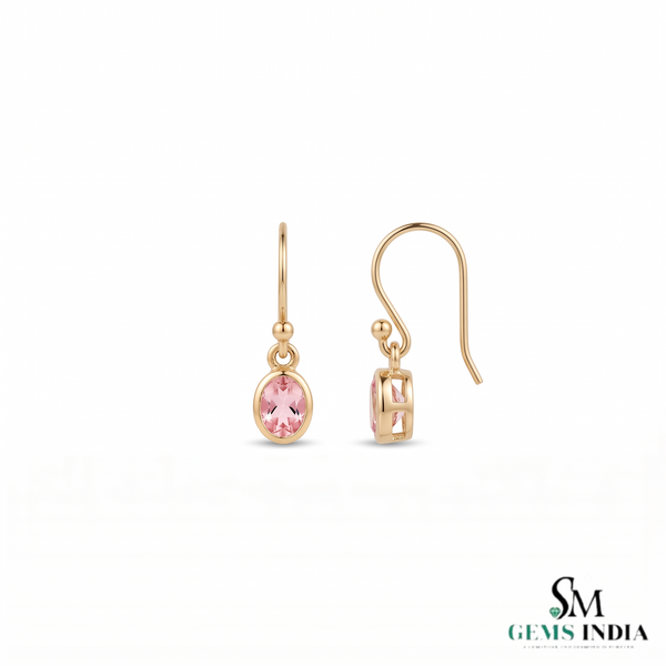Elegant Oval Morganite Dangle Gemstone Earrings for Women - Minimalist Gemstone Jewelry