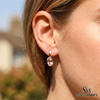 Oval Pink Morganite Stud Drop Earrings with Diamond Halo - Gift For Her