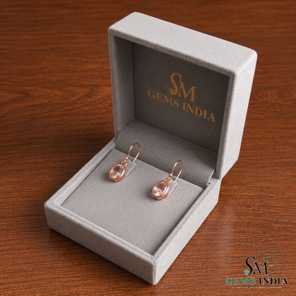 Elegant Oval Morganite Dangle Gemstone Earrings for Women - Minimalist Gemstone Jewelry