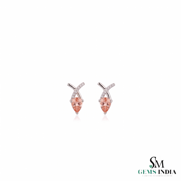 Elegant Pink Pink Morganite X Cross Statement Earrings - Gift For Her