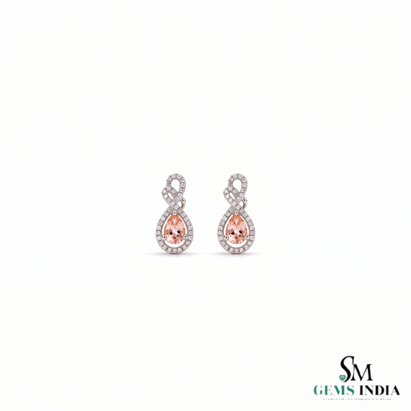 Pink Morganite Diamond Infinity Design Drop Earrings - Fine Jewelry for Women