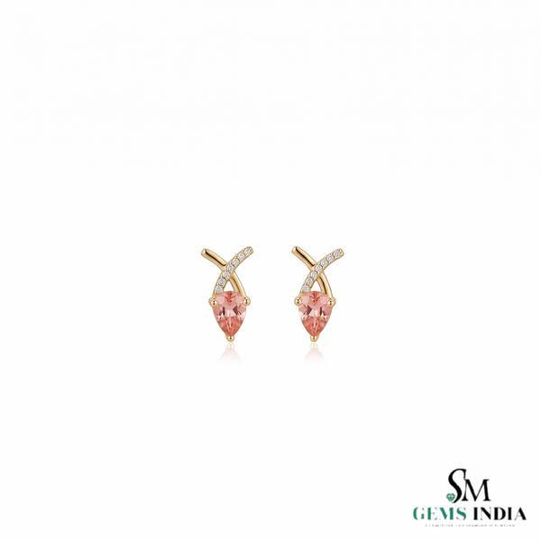 Elegant Pink Pink Morganite X Cross Statement Earrings - Gift For Her