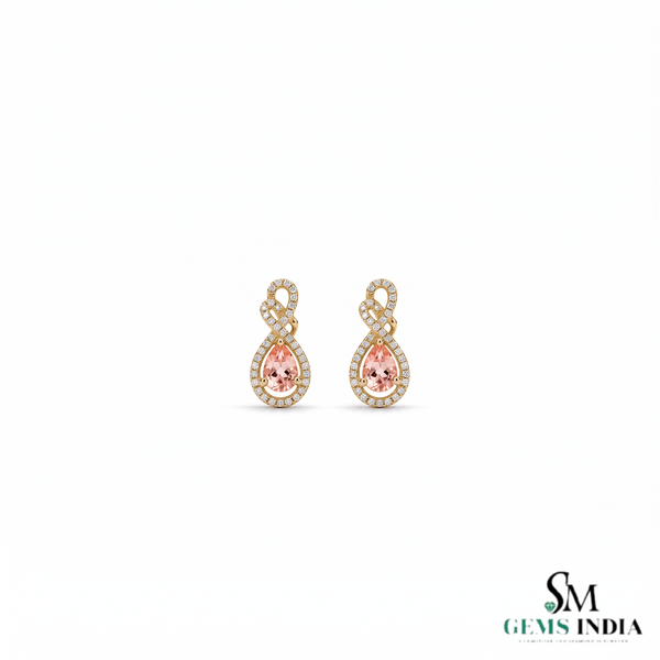 Pink Morganite Diamond Infinity Design Drop Earrings - Fine Jewelry for Women