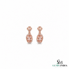 Oval Pink Morganite Stud Drop Earrings with Diamond Halo - Gift For Her