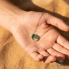 Baguettes Green Emerald Pendant with Diamond Horseshoe Design - Green Gemstone Jewelry