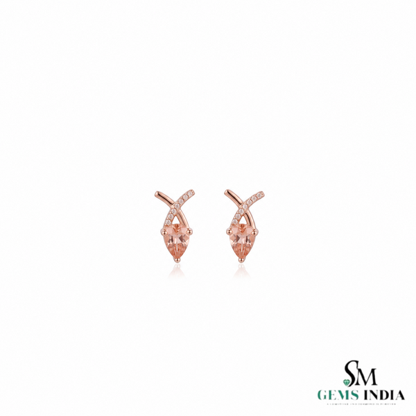 Elegant Pink Pink Morganite X Cross Statement Earrings - Gift For Her
