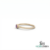 Dainty Amethyst Solitaire Ring with Beaded Band – February Birthstone Jewelry