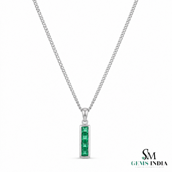 Minimalist Emerald Square Cut Pendant – Elegant Everyday Fine Jewelry